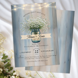 Rustic Baby's Breath Mason Jar huwelijksuitnodigin Kaart