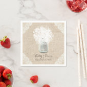 Rustic Baby's Breath Mason Jar Lace Burlap Wedding Servet (Insitu)