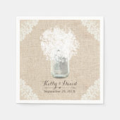 Rustic Baby's Breath Mason Jar Lace Burlap Wedding Servet (Voorkant)