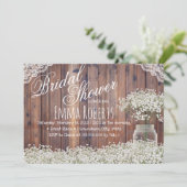 Rustic Baby's Breath Mason Jar Laced Vrijgezellenf Kaart (Staand voorkant)