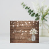 Rustic Baby's Breath Mason Jar Lights Bedankt Briefkaart (Staand voorkant)