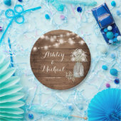 Rustic Baby's Breath Mason Jar Lights Wedding Papieren Bordje (Feest)