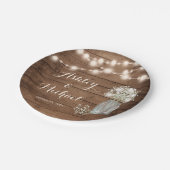 Rustic Baby's Breath Mason Jar Lights Wedding Papieren Bordje (Gekanteld)