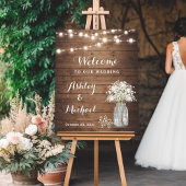Rustic Baby's Breath Mason Jar Lights Wedding Sign Poster