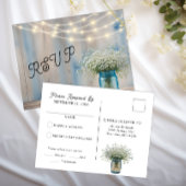 Rustic Baby's Breath Mason Jar RSVP Briefkaart