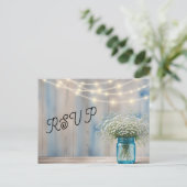 Rustic Baby's Breath Mason Jar RSVP Briefkaart (Staand voorkant)