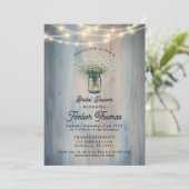 Rustic Baby's Breath Mason Jar Vrijgezellenfeest Kaart (Staand voorkant)