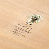 Rustic Baby's Breath Mason Jar Wedding Acryl Uitnodigingen (Laagn)
