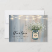 Rustic Baby's Breath Mason Jar Wedding Bedankkaart (Voorkant)