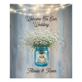 Rustic Baby's Breath Mason Jar Wedding Poster Sign (Voorkant)