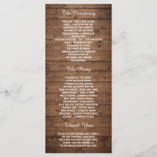 Rustic Baby's Breath Mason Jar Wedding Program Programmakaart (Achterkant)