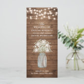 Rustic Baby's Breath Mason Jar Wedding Program Programmakaart (Staand voorkant)
