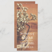 Rustic Baby's Breath Mason Jar Wedding Program Programmakaart (Voorkant / Achterkant)