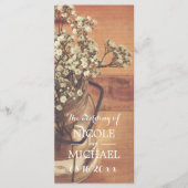 Rustic Baby's Breath Mason Jar Wedding Program Programmakaart (Voorkant)