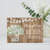 Rustic Baby's Breath Mason Jar Wedding Reception Kaart (Staand voorkant)