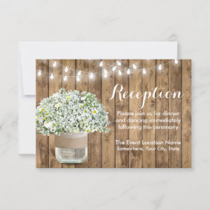 Rustic Baby's Breath Mason Jar Wedding Reception Kaart