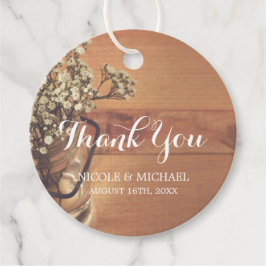 Rustic Baby's Breath Mason Jar Wood Wedding Bedankjes Labels
