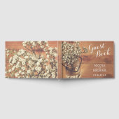 Rustic Baby's Breath Mason Jar Wood Wedding Gastenboek (Volledig)