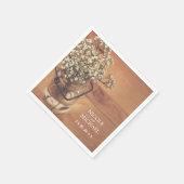 Rustic Baby's Breath Mason Jar Wood Wedding Servet (Hoek)