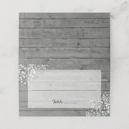 RUSTIC BABY'S BREATH PLACE KAART PLAATSKAARTJE (Buitenkant ongevouwen)