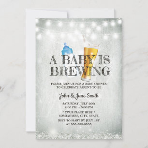 Rustic Baby's Breath String Light Beer Baby shower Kaart