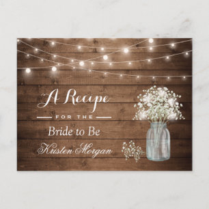Rustic Baby's Breath String Lights Bridal Recipe Briefkaart