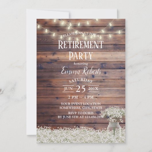Rustic Baby's Breath String Lights Retirement Kaart (Voorkant)