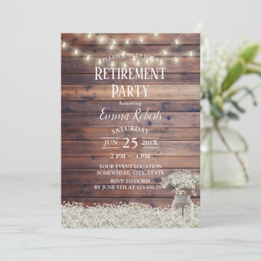Rustic Baby's Breath String Lights Retirement Kaart (Staand voorkant)
