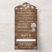 Rustic Baby's Breath String Lights Wedding All In One Uitnodiging (Binnen)