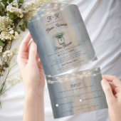 Rustic Baby's Breath & String Lights Wedding All In One Uitnodiging