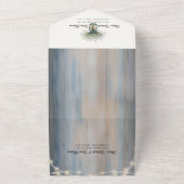 Rustic Baby's Breath & String Lights Wedding All In One Uitnodiging (Buitenkant)