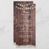 Rustic Baby's Breath & String Lights Wedding Menu (Voorkant / Achterkant)