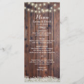 Rustic Baby's Breath & String Lights Wedding Menu (Voorkant)