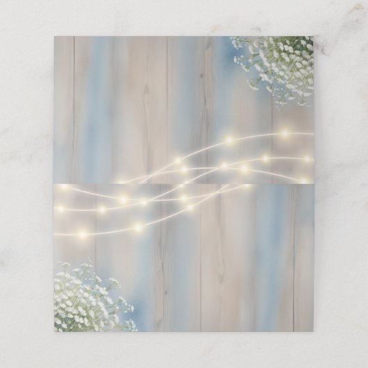Rustic Baby's Breath & String Lights Wedding Plaatskaartje (Buitenkant ongevouwen)