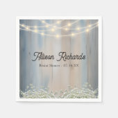 Rustic Baby's Breath & String Lights Wedding Servet (Voorkant)