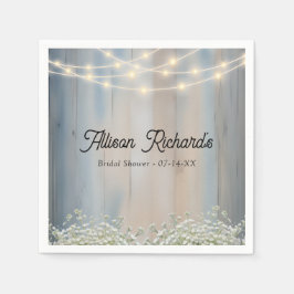 Rustic Baby's Breath & String Lights Wedding Servet