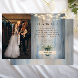 Rustic Baby's Breath Wedding Foto Dank je wel Card Bedankkaart
