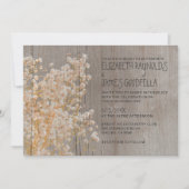 Rustic Baby's Breath Wedding Invitations Kaart (Voorkant)