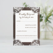 Rustic Baby's Breath Wood en Lace Wedding RSVP (Staand voorkant)