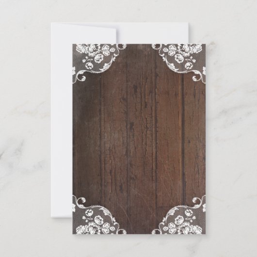 Rustic Baby's Breath Wood en Lace Wedding RSVP (Achterkant)