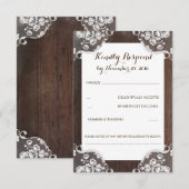Rustic Baby's Breath Wood en Lace Wedding RSVP (Voorkant / Achterkant)