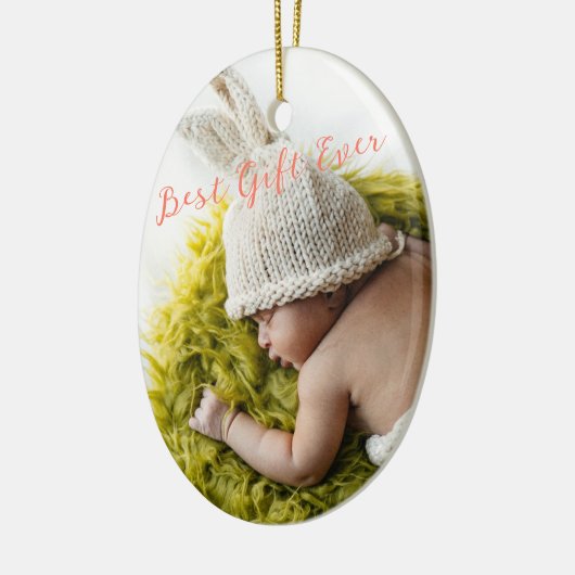 Rustic Baby's eerste kerstcadeau Keramisch Ornament (Links)