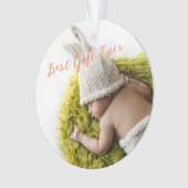 Rustic Baby's eerste kerstcadeautje Foto Orname Ornament (voorkant)