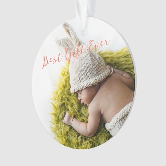 Rustic Baby's eerste kerstcadeautje Foto Orname Ornament (voorkant)