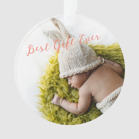 Rustic Baby's eerste kerstcadeautje Foto Orname Ornament (voorkant)