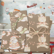 Rustic Baby's eerste kerstfeest, bear Fox Santa