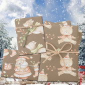 Rustic Baby's eerste kerstfeest, bear Fox Santa Inpakpapier Vel