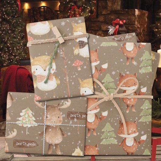 Rustic Baby's eerste kerstvierkant hol en los Inpakpapier Vel