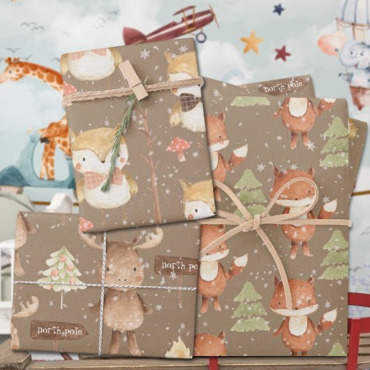 Rustic Baby's eerste kerstvierkant hol en los Inpakpapier Vel