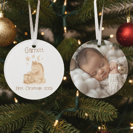 Rustic Baby's First Christmas Photo Keepsake Ornament